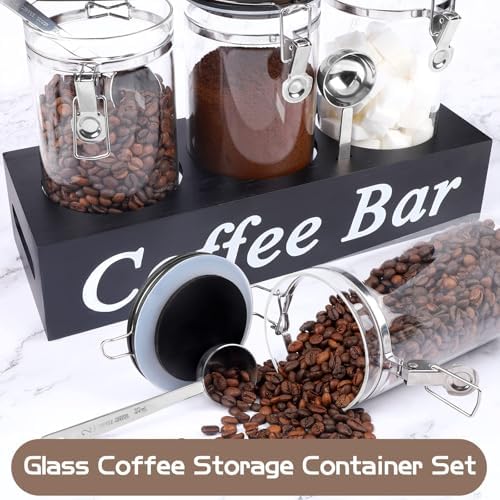 WYTAOHZL 3PCS Glass Coffee Containers with Shelf - Image 5