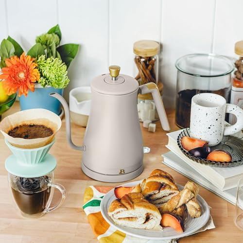 1 Liter Electric Gooseneck Kettle with Precision Pour Spout, Auto Shut Off, Cordless Design, 1200W (Porcini Taupe) - Image 2