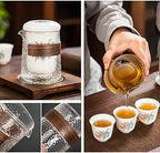 Clear Glass Teapot Tea Set with Removable Infuser Borosilicate Glass Tea Kettle, Includes 4 Ceramic Tea Cups and A Portable Travel Bag,Style 3,Style 7 - Image 7