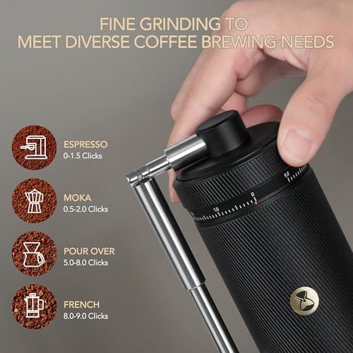 Timemore S3 Manual Coffee Grinder - External Adjustment with Stainless Steel Patented Burr | Hand Coffee Grinder Hign Presicion | Premium Timemore Grinder Chestnut S3, Black - Image 5