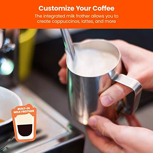 Chefman 6-in-1 Espresso Machine with Steamer, One-Touch Single or Double Shot Maker, Coffee Cappuccino Machine, Latte Built-In Milk Frother Stainless Steel - Image 5