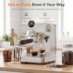Kismile 20 Bar Espresso Machine with Milk Frother, Hot & Cold Brew Semi-Automatic Expresso Coffee Machine with Single & Double Shot, LED Display for Home Barista Latte and Cappuccino - Image 2