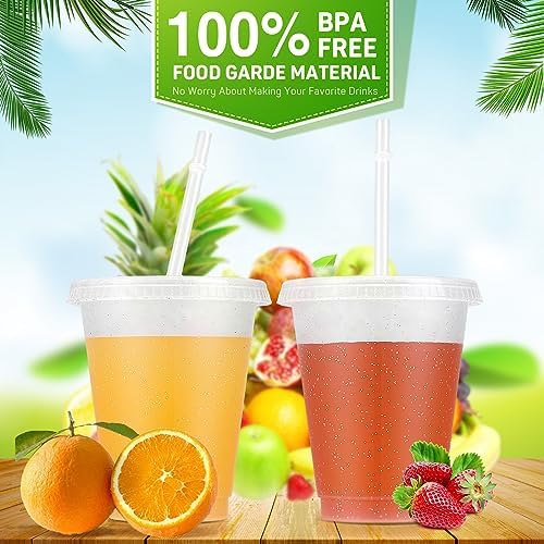 Roshtia 24 Pack 16 oz Plastic Tumblers with Lid and Straw Reusable Cups - Image 3