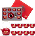 Wedding Tea Set, Chinese Traditional Red Porcelain Double Happiness KungFu Tea Set 1 Teapot 8 Teacups 1 Gift box for Ceremony Wedding Party Home Decor by Unknown