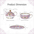 KAMMAK Tea for One Set, Ceramic Teapot, Bone China Tea Set, Cup and Saucer - Image 2