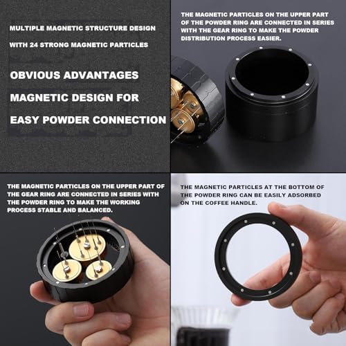 58mm Coffee Distributor Needle,Geared Spinning Coffee Distribution Stirrer, Espresso Powderdispenser, Magnetic Attraction Design, for Home Coffee Shop - Image 3