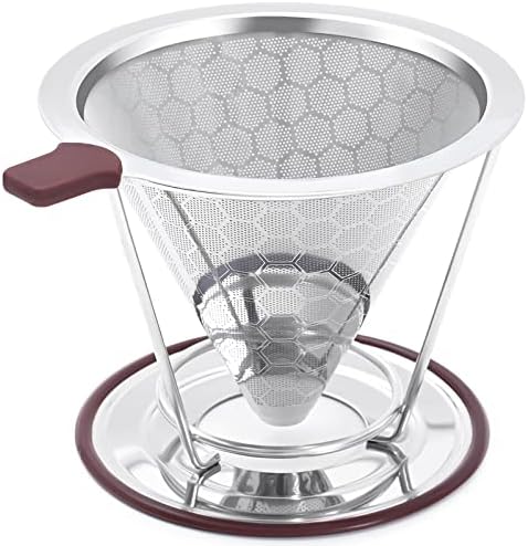 MISETTO Pour Over Coffee Dripper Set - Stainless Steel Paperless Filter and Iridescent Glass Server - Heat Resistant Pot 500ml (17oz) - Complete Single Cup Combination - Image 2