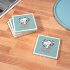 CafePress Snoopy Just Be Happy Full Bleed Tumbled Stone - Set of 4 Coasters Set of 4 - Image 3