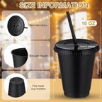 Sieral 45 Pack Reusable Plastic Cups with Lids Straws,Black Colors - Image 3