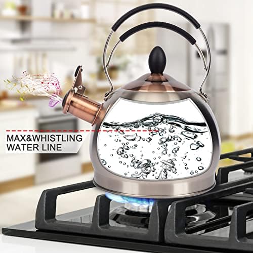 Whistling Tea Kettle Stainless Steel Teapot, Teakettle for Stovetop Induction Stove Top, Fast Boiling Heat Water Tea Pot 2.6 Quart - Image 4