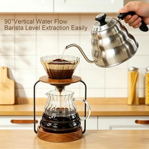 Gooseneck Kettle 1000ml for Pour Over Coffee Stovetop – Stainless Steel Coffee Pot with Precision Spout, 304 Food-Grade BPA-Free, Heat-Resistant Handle, for Gas Electric Ceramic Stove - Image 2