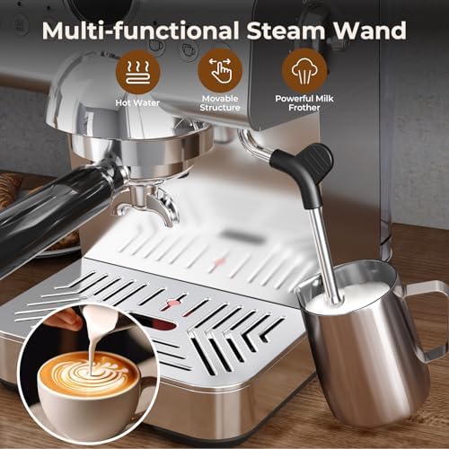 Professional Espresso Machine with Cold Brew,Compact Espresso Coffee Maker with Milk Frother,Latte & Cappuccino Machine for Home,50 oz Removable Water Tank,Dual-Temperature,Semi-Automatic - Image 3