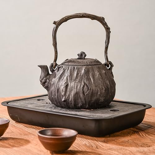 Cast Iron Teapot, Stovetop Safe Tea Kettle With handle, Asian Style Handmade Tea Pot For Home Camping Outdoor Use(1.2L, BlackP) - Image 2