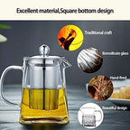 Glass Teapot Kettle with Stainless Steel Removable Infuser for Blooming Tea & Loose Leaf Tea,900ml - Image 4
