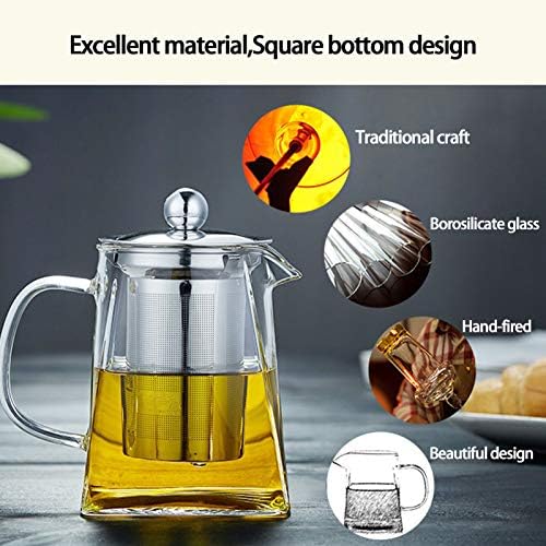 Glass Teapot Kettle with Stainless Steel Removable Infuser for Blooming Tea & Loose Leaf Tea,900ml - Image 4