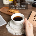 4 oz White Espresso Cups Set of 6, Ceramic Cappuccino Tea Cups with Saucers - Image 4