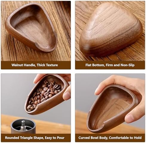 Coffee Bean Dosing Cup: Wooden Espresso Dosing Cup, Weigh Coffee Bean Container Tea Vessel - Coffee Scoop Sample Display Tray, Coffee Bar Accessories (3Pcs) - Image 3