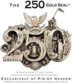 250 Anniversary USA Coasters, Patriotic 4th of July Drink Coasters, USA 250th, American Semiquincentennial Set of 4 (250 Gold Seal Navy Black, 3.75" x 3.75") - Image 2
