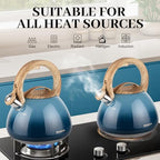 MARSKITOP Tea Kettle Stovetop Whistling, 2.6 Quart Tea Pot for Stove, Food Grade Stainless Steel Teapot for Stovetop with Anti-Hot Handle, Suitable for All Heat Sources, Blue - Image 6