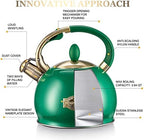 SUSTEAS Whistling Tea Kettle, 2.7QT Food-Grade Steel Teapot, Green - Image 2