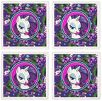 CafePress MLP Rarity Tropical Tumbled Stone - Set of 4 Coasters Set of 4 w/holder - Image 4