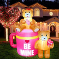 AerWo 5FT Valentines Inflatables Coffee Cup with Lovely Bear, LED Lighted Romantic Valentines Inflatables Outdoor Decorations, Valentines Day Decor Blow Up Yard Decorations for Wedding Lawn by AerWo