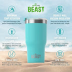 Beast 30 oz Tumbler Stainless Steel Vacuum Insulated Coffee Ice Cup Double Wall Travel Flask (Aquamarine Blue) - Image 6