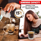 Jayour Fluted Double-Wall Glass Coffee Mugs | 15oz Latte & Cappuccino Mugs | Modern Ribbed Design - Set of 4 - Image 6