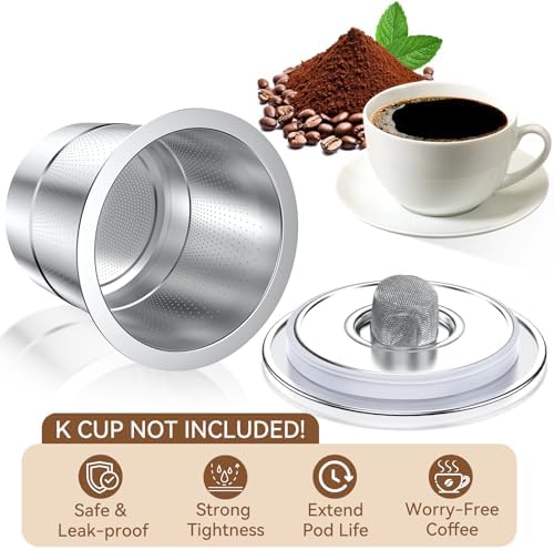 CAPMESSO Reusable K Cups with 20pcs Silicone Gaskets: Stainless Steel Reusable Coffee Pods - Dual-Mesh Refillable Coffee Filter for Richer Coffee NO Grit - Image 7