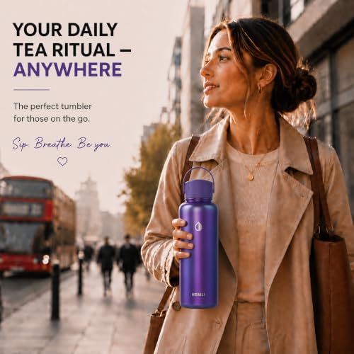 32 oz Ceramic Lined Tea Infuser Travel Tumbler, Micro-Mesh Stainless Steel Infuser, Pure Taste Ceramic Interior, Triple Insulated 12hr Hot Cold, Dual Sip & Straw Lid, Scratch-Resistant - Image 2