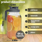 Cold Brew Coffee Maker, Iced Tea Maker, 64 Oz(2 Quart) Wide Mouth Glass Mason Jar Pour Spout Lid with Stainless Steel Filter for Iced Coffee, Ice Lemonade, Fruit Drinks - Image 3