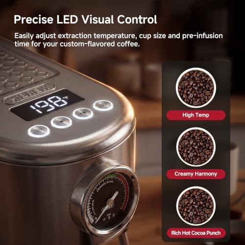 HIBREW H10B Programmable Espresso Machine with LED Display & Pressure Gauge - Image 4