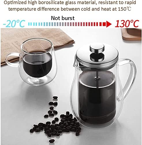 French Press Coffee Maker,Double Wall Borosilicate Glass 304 Stainless Steel Filtration System Clear Coffee Press Tea Pot(Transparent,350ml) - Image 3