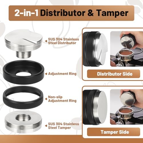 53mm Espresso Tools, Distributor and Tamper Kit, WDT, Funnel & Puck Screen - Image 2