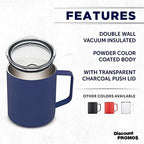 DISCOUNT PROMOS Kenai Powder Coated Travel Mugs 13.5 oz. Set of 6, Bulk Pack - Double Wall, Perfect for Coffee, Hot Cocoa, Other Hot & Cold Beverages - Blue - Image 2