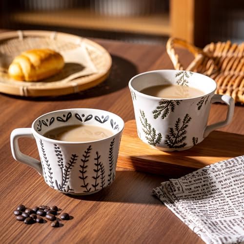 Coffee Mugs Set of 4 with Gold Spoon, 11 oz Porcelain Mug, Ceramic Tea Cups with Handle for Men Women, Hand-painted Mug, Birthday Housewarming Wedding Gift, Dishwasher Microwave Safe - Image 6