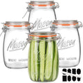 Anwoi 32OZ Wide Mouth Glass Storage Jars with Airtight Hinged Lids, 4 Pack by Anwoi