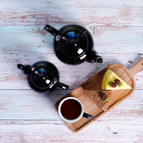 London Pottery Farmhouse 4 Cup Ceramic Teapot with Removable Infuser and Lid, Large Tea Pot with Stainless Steel Fine Mesh Strainer, 40.6 OZ / 1200ml Tea Pot for Loose Tea or Bags (Gloss Black) - Image 5