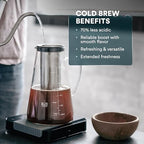 Airtight Cold Brew Iced Coffee Maker 1.0L with Double Wall Single Lip Insulated Glass Cup - Image 3
