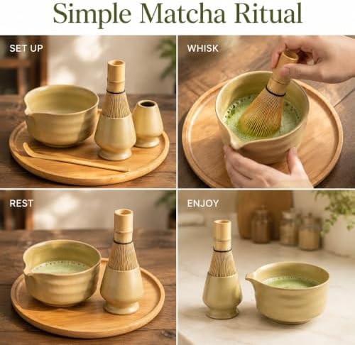 Matcha Tea Set with Bowl, Bamboo Whisk & Stand for Japanese Tea Ceremony - Image 7