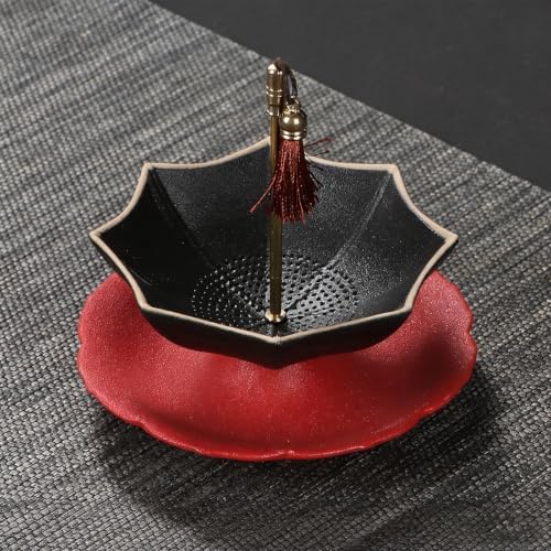 Porcelain Loose Leaf Tea Strainer with Rotating Umbrella Design (Black) - Image 7