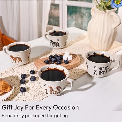 11 oz Ceramic Coffee Mug, Stoneware Teacup with Handle - Image 5