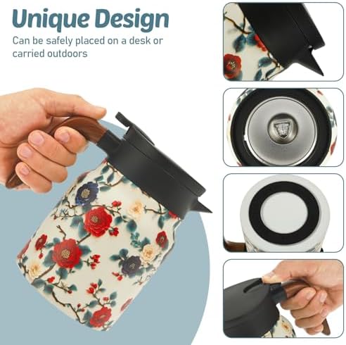 Vintage Floral Tea Stainless Steel Tea Kettle Drip-Proof Tea Pot With Tea Infuser Mini Thermo Coffee Pot Home Teaware (Style 4) - Image 6
