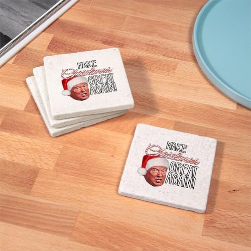 CafePress Donald Trump Great Christmas Tumbled Stone - Set of 4 Coasters Set of 4 - Image 3