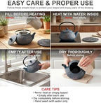 40 Oz Blue Maple Leaf Cast Iron Teapot, Enamel Interior, Infuser & Trivet - Image 6