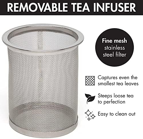 Primula Half Moon Teapot_Set with 4 Tea_Cups, Removable Stainless Steel Filter and Infuser, Glass Tea_Maker, Filter, Dishwasher Safe, 40-Ounce, Tea Gift Set,Tea Set for Service of 4 Adults (Pack of 6) - Image 5