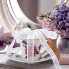 Nuanchu 4 Set Mini Vintage Tea Cup Candle Floral Cups with Saucer, Colorful - Image 6