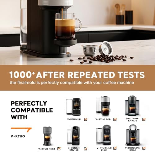 Stainless Steel Nespr*sso Reusable Pods 7.8oz/230ml Refillable Coffee Capsules Compatible with Nespr*sso V-rtuo NEXT UP POP PLUS GCA1 and ENV135 ENV150 (230ML) - Image 3