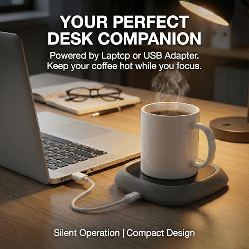 Coffee Mug Warmer for Desk & Travel - Portable Electric Cup Heater with 3 Temp Settings - Smart Beverage Warmer Coaster for Office, Home, and Outdoor Camping,Pink - Image 3