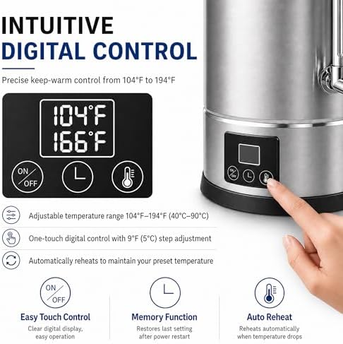 16L (70 Cups) Hot Water Dispenser Urn, Commercial Hot Water Boiler - Image 4